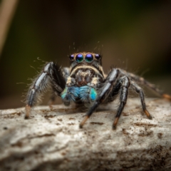 Jotus auripes (Jumping spider) at Mount Majura - 27 Aug 2022 by Boagshoags
